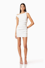 Kimberly Tie Mini Dress in White