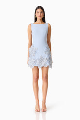 Skye Embellished Mini Dress in Blue