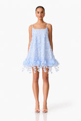 Rina Embellished Shift Mini Dress in Blue