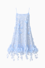 Rina Embellished Shift Mini Dress in Blue
