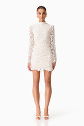 Cora Long Sleeve Mini Dress in White