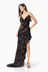 Kyla Asymmetrical Gown In Black
