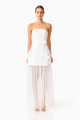 Oleander Strapless Maxi Dress In White