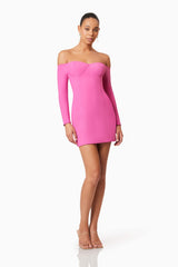 Janelle Long Sleeve Mini Dress In Pink