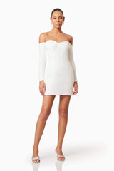 Janelle Long Sleeve Mini Dress In White