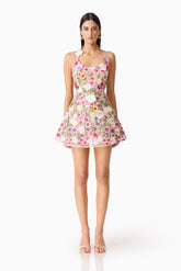 Neve A-Line Mini Dress in Pink Floral
