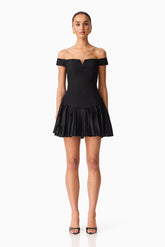 Elva Off Shoulder Mini Dress in Black