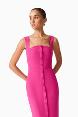 Elva Fitted Midi Dress in Pink