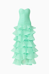 Evelin Tiered Gown in Mint Green