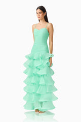 Evelin Tiered Gown in Mint Green