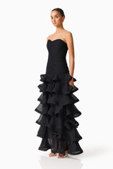 Evelin Tiered Gown in Black