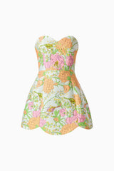 Noralyn Strapless Mini Dress in Green Floral
