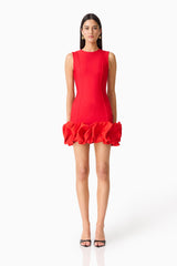 Celia Bubble Mini Dress in Red