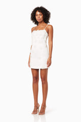 Sutton 3D Floral Mini Dress in White