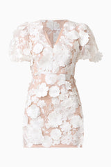 Zayla 3D Floral Mini Dress in White