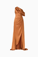 Isadora Off The Shoulder Gown in Toffee Brown