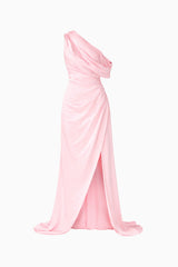Isadora Off The Shoulder Gown in Pale Pink
