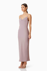 Kenna Cowl Neck Midi Dress In Beige
