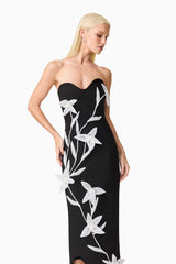 Ilaria Sweetheart Midi Dress in Black
