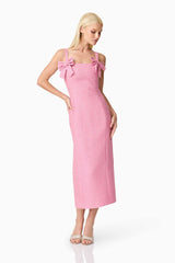 Alia Fitted Midi Dress In Pink