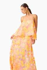 Elysia Tiered Gown in Orange Floral
