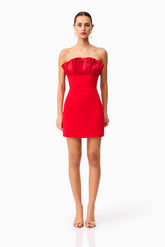 Yasmine Strapless Mini Dress in Red