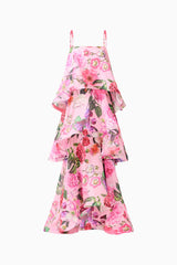 Armani Tiered Maxi Dress in Pink Floral