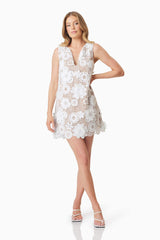 Autumn Shift Mini Dress In White