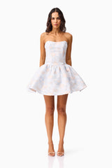 Fiorella Jacquard A-Line Mini Dress in Blue