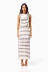 Eldora Low Back Midi Dress in Black & White