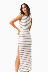 Eldora Low Back Midi Dress in Black & White
