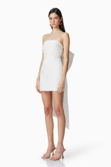 Celia Mini Bow Dress in White