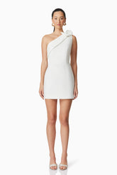 Celia Mini Asymmerical Dress in White