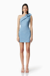 Celia Mini Asymmetrical Dress in Blue