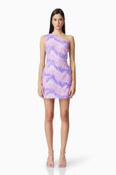Vonni One Shoulder Mini Dress in Purple