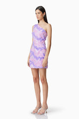 Vonni One Shoulder Mini Dress in Purple