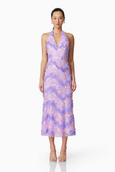 Vonni Halter Maxi Dress in Purple