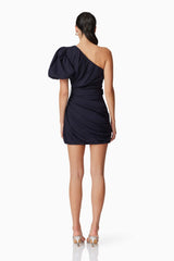 Kara Asymmetrical Mini Dress in Navy