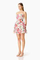 Roselle Strapless Mini Dress Pink Floral