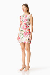 Roselle Shift Mini Dress Pink Floral