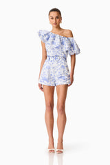 Elin Top & Short Set in Blue Floral