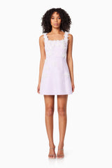 Bruges 3D Floral Mini Dress In Purple
