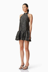 Deanna Halter Mini Dress in Black