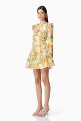 Aella A-Line Mini Dress in Yellow