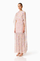 Alinda Cape Gown in Pink Floral