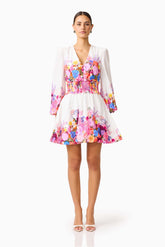 Alice Long Sleeve Mini Dress in Ombre Floral