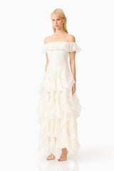 Yvette Off Shoulder Gown in White