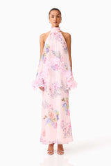 Millie Tiered Gown in Pink Floral