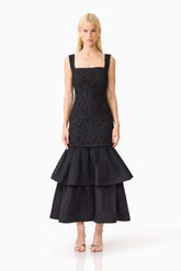 Alexandra Tiered Gown in Black