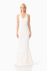 Alexandra Halter Gown Dress in White